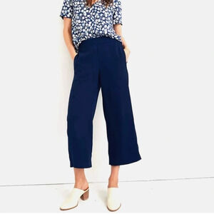 Madewelll Small Hudson Pull On Wide Leg Crop Trousers Capri Navy Spring office